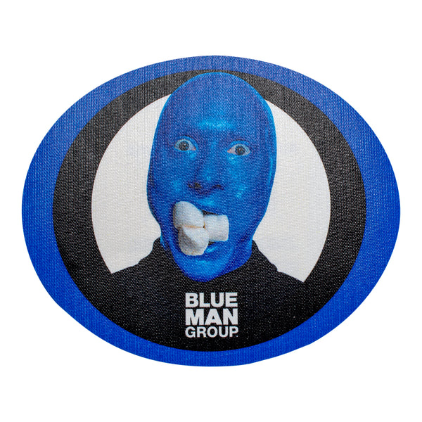 Blue Man Group Marshmallow Man Sticker en noir et bleu - Vue de face