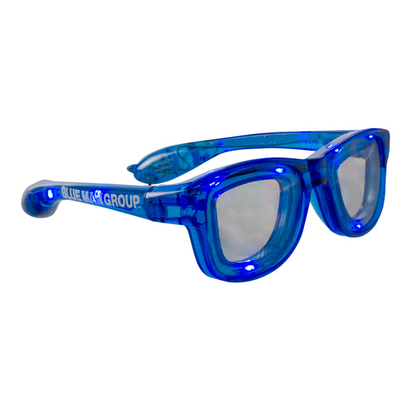 Blue Man Group Allumez les lunettes en bleu - Vue latérale avant / droite, LED