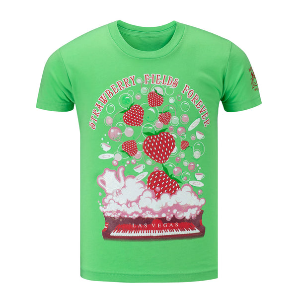 Les Beatles LOVE T-shirt Youth Strawberry Fields en vert lime - Vue de face