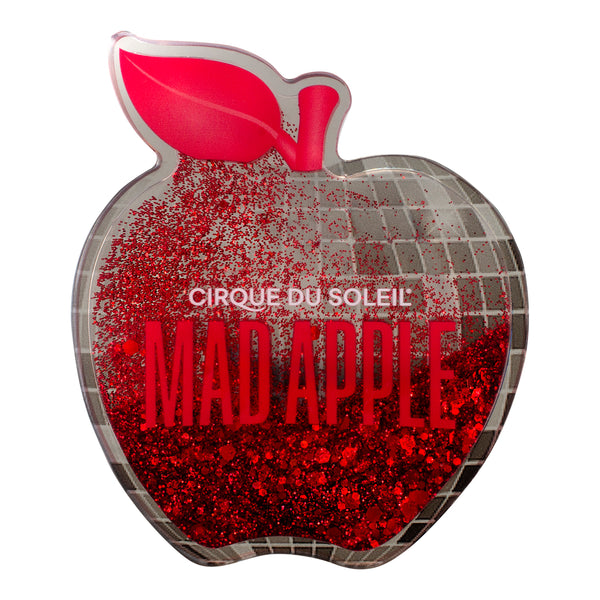 Mad Apple Liquid Glitter Disco Apple Hatpin en argent et rouge - Vue de face