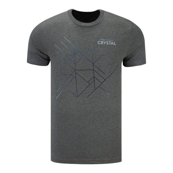 CRYSTAL Geometric Lines T-Shirt en gris charbon de bois - Vue de face