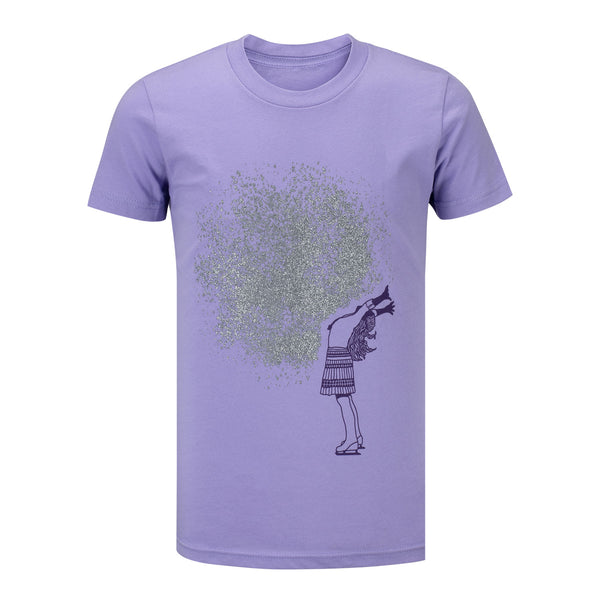 CRYSTAL T-shirt à paillettes pour les jeunes en violet - Vue de face