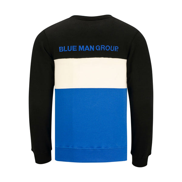 Blue Man Group Sweat-shirt Crewneck de bloc de couleur en noir, bleu et blanc - Vue arrière