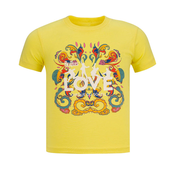 Les Beatles LOVE Logo chapiteau Rétro Motif T-shirt pour tout-petits en jaune - Vue de face