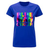 T-shirt Blue Man Group bleu royal avec lettrage multicolore pour femmes