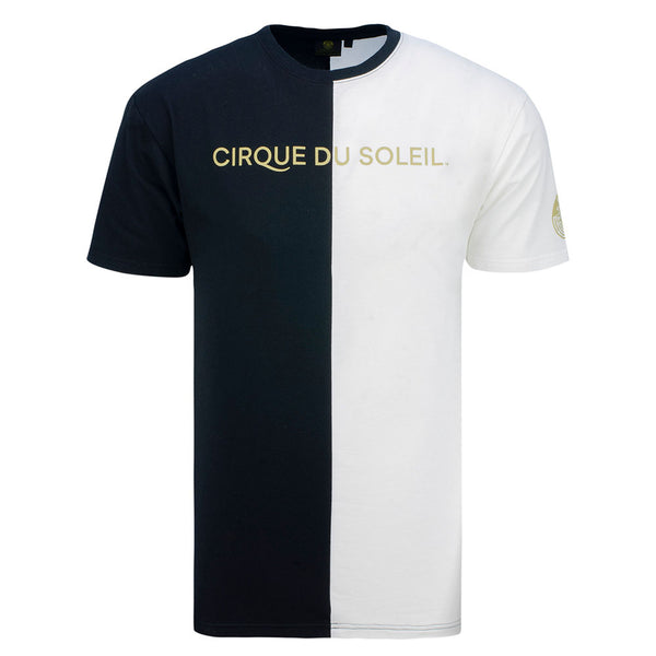 T-shirt bicolore pour adultes du Cirque du Soleil en noir et blanc - Vue de face