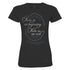 « O » Ladies Silver Glitter Phrase T-Shirt en noir - Vue de face
