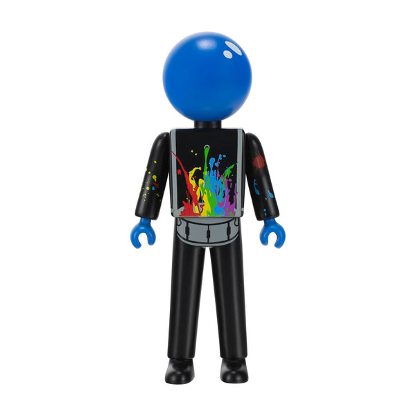 Blue Man Group Blue Guy avec figurine de peinture en noir et bleu - Vue de face