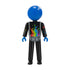 Blue Man Group Blue Guy avec figurine de peinture en noir et bleu - Vue de face