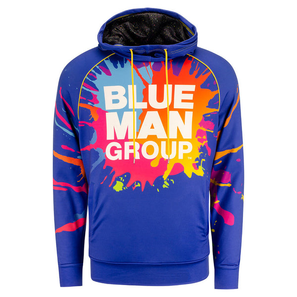 Blue Man Group Explosion d’éclaboussures sublimées pour adultes Sweat-shirt à capuchon en bleu - Vue de face