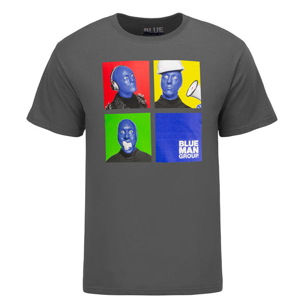 Blue Man Group T-shirt pop art en gris - Vue de face
