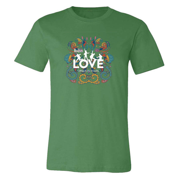 Les Beatles LOVE Vintage Pattern Green T-Shirt - Vue de face