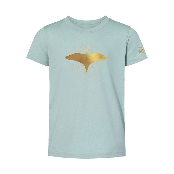 Alegría T-shirt Youth Gold Bird en bleu poussiéreux - Vue de face