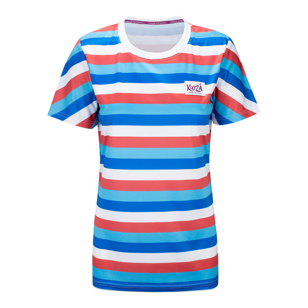 KOOZA Ladies Innocent Stripe T-Shirt en bleu, blanc et rouge - Vue de face
