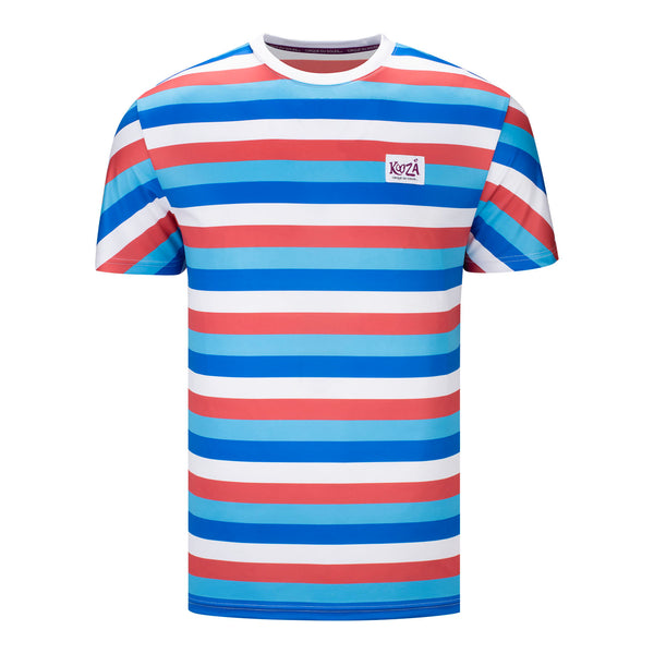 KOOZA T-shirt rayé innocent en bleu, rouge et blanc - Vue de face
