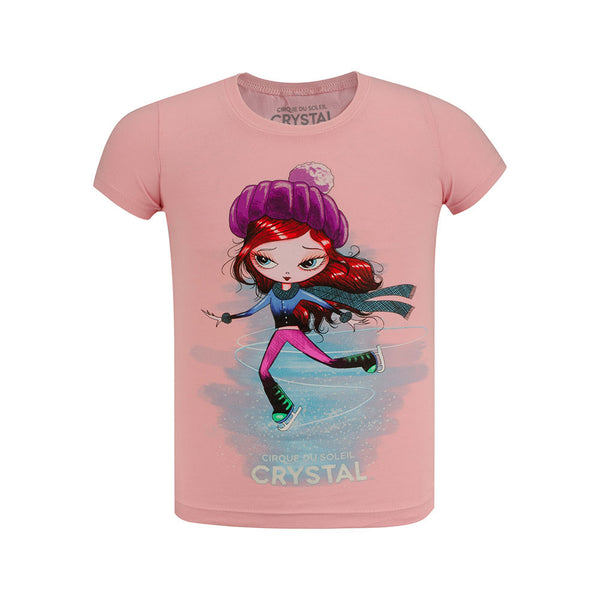 Crystal Skater Girl T-Shirt en rose - Vue de face