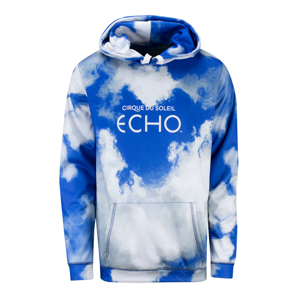 ECHO Sweat-shirt à capuchon cloud en bleu et blanc - Vue de face